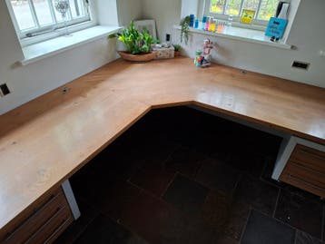 Massief eikenhout hoekbureau - 300x100 cm