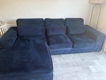 Hoekbank donkerblauw velvet