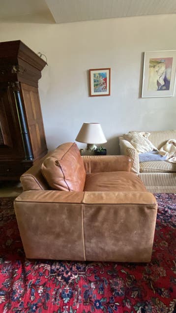 Comfortabele leren fauteuil - Gebruikt met lichte slijtage