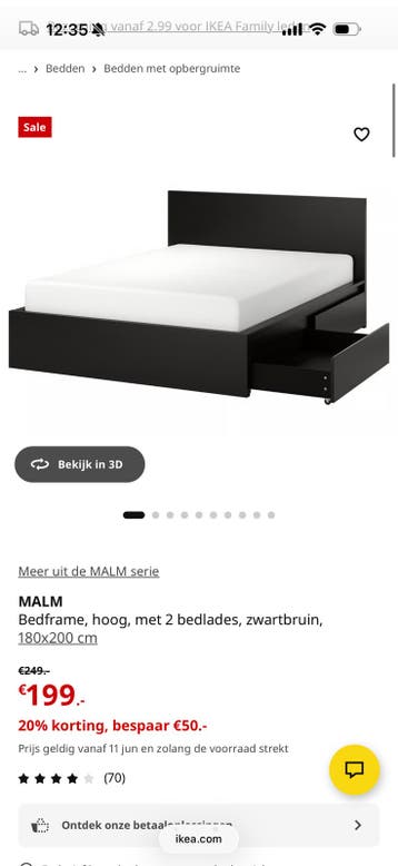 Gratis afhalen: Ikea Malm Bed Zwart 180 x 200cm - nieuw