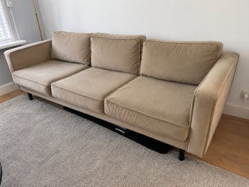 Gratis!! Comfortabele 3-zits bank - Beige velvet stof