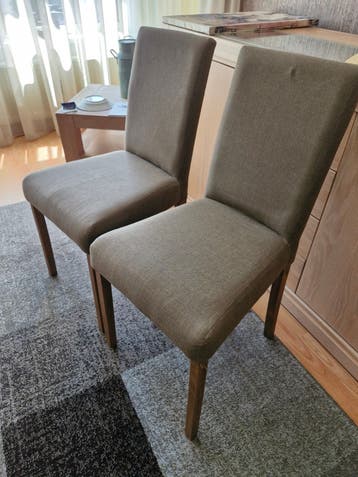 Set van 2 comfortabele eetkamerstoelen - Grijs/Bruin