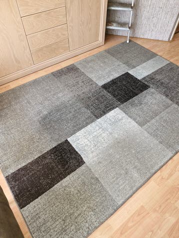 Modern grijs/zwart vloerkleed, geometrisch patroon
