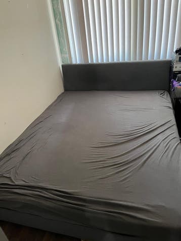 Tweepersoonsbed met stoffen hoofdbord - Grijs 160x200 cm