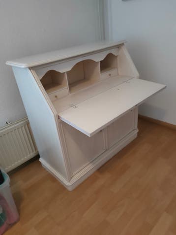 Vintage Secretaire Bureau - Wit Hout