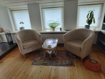 Twee comfortabele stoffen fauteuils - Zo goed als nieuw