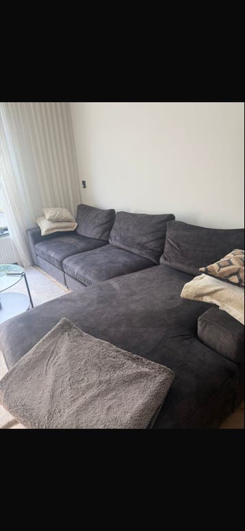 GRATIS Grote comfortabele hoekbank, donkergrijs