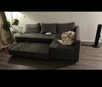 IKEA FRIHETEN Hoekbank met slaapfunctie, Skiftebo donkergrij