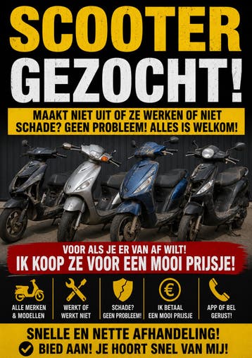 Scooters/brommers inkoop/gezocht