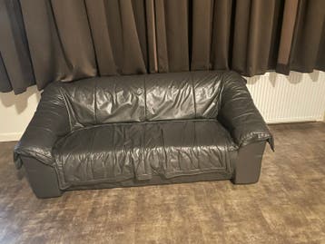 Comfortabele 3-zits leren bank - Donkergrijs