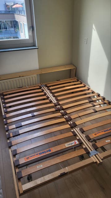 Bed lattenbodems en matras 160x200 cm, handmatig verstelbaar