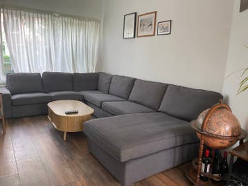 Grijze hoekbank chaise longue GRATIS OPHALEN ZONDAG 21 juni