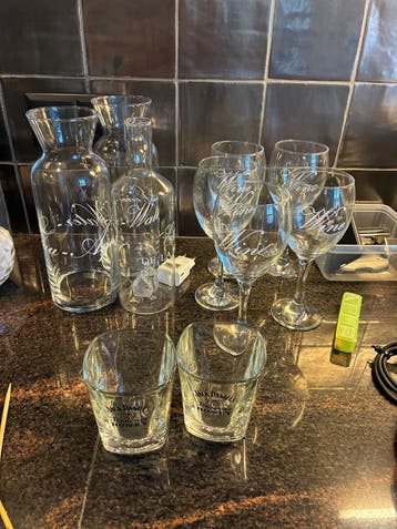Diverse glazen en karaffen set