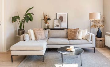 Gratis! Hoekbank met Chaise Longue - Beige Stof