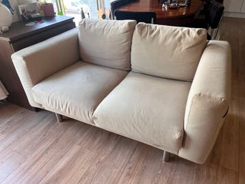 zitbank 2 persoons beige met opbergruimte