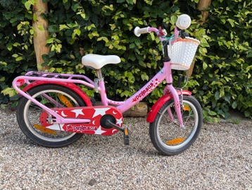 Roze kinderfiets Pegasus 16 inch met mandje
