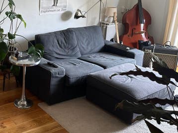 IKEA KIVIK 3-zitsbank + hocker met bergruimte – antraciet