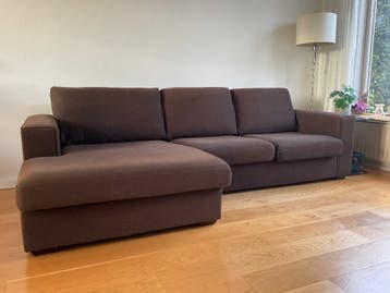 Ruime 3/4-zits bank met chaise longue - ideal voor kids