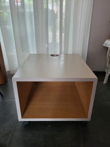 Verrijdbaar grijs bijzettafeltje/opbergkubus