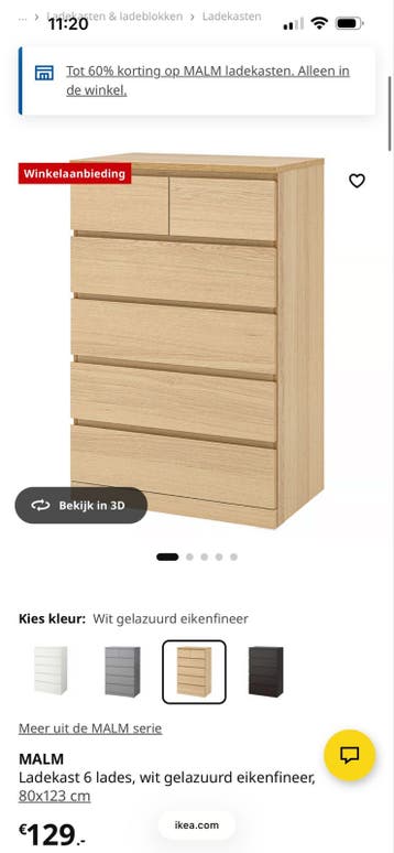 IKEA MALM Ladekast met 6 lades, eikenfineer