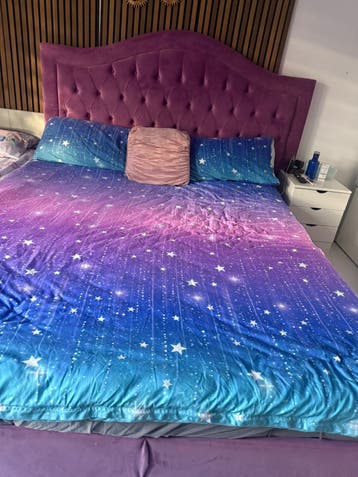 Luxe Tweepersoonsbed met Opbergruimte -Paars Fluweel.200160