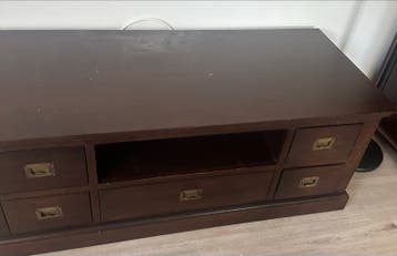 Donkerbruin TV-meubel met lades /open vak en secretaire