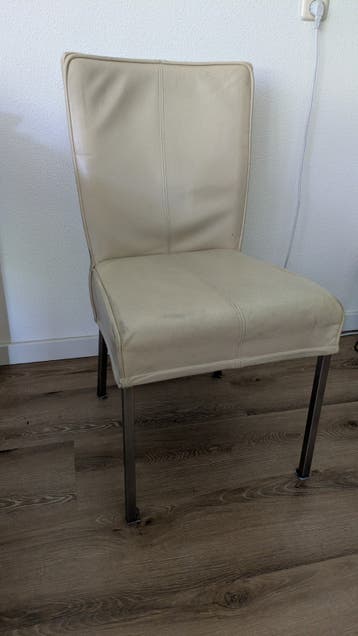 Crèmekleurige eetkamerstoelen met metalen poten (6 stuks)