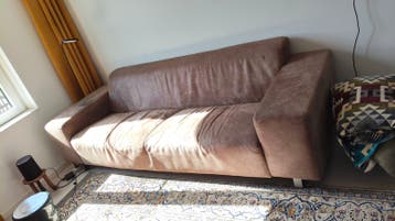Comfortabele bruine leren bank - 3-zits