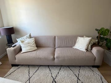 Comfortabele 3-zits bank, lichtbeige stof Montel