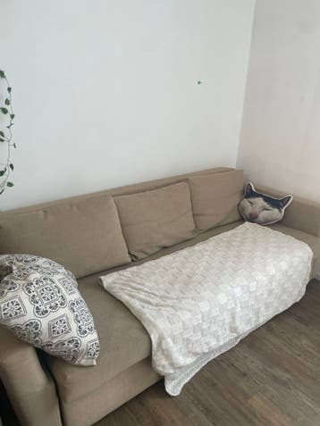 Beige 3-Seater Sofa Bed with Storage
