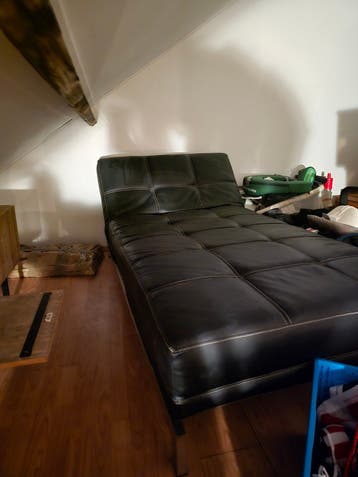 Gratis Zwarte leren chaise longue