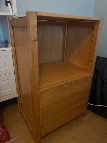 Houten kastje met twee lades