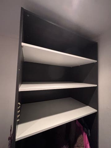 IKEA kast antraciet 237,5x100cm incl. witte planken + rails