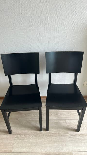 Zwarte eetkamerstoelen hout, 6 stuks