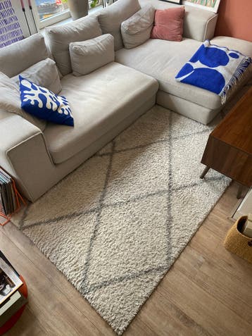 GRATIS Crèmekleurig vloerkleed met grijs patroon, 200x300 cm