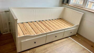 Ikea Hemmes Wit houten bedbank met opberglades