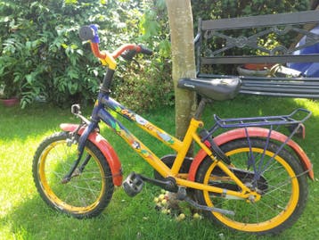 Gazelle kinderfiets 16-20 inch, geel/blauw