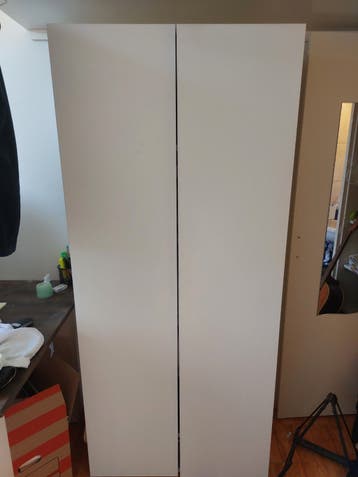 Witte kledingkast met sokkenbak, 180x80 cm, goede staat