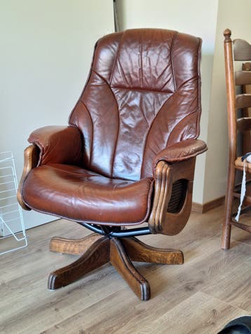 Heerlijk comfortabele leren fauteuil