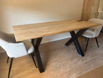 WOOOD houten eettafel 180x84cm - Zwarte poten