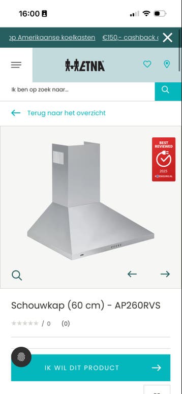 ETNA Schouwkap (60 cm) - AP260RVS