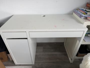 Wit bureau met lade en opbergruimte - 105x50 cm