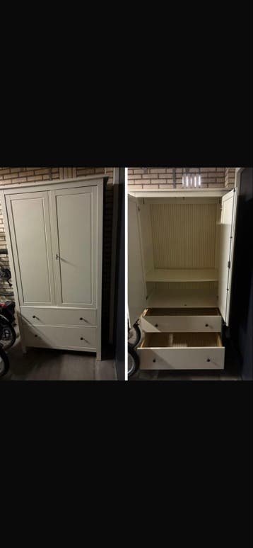 Witte kledingkast met lades en hangruimte