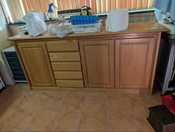 Eikenhouten dressoir/kast met lades en deuren