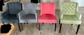 Set van 4 gestoffeerde eetkamerstoelen in diverse kleuren