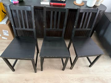 Gratis 3 ikea stefan zwarte houten stoelen - Gebruikt