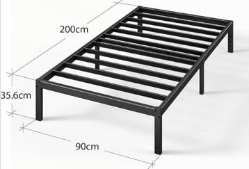 Zwart bedframe, 90 x 200 cm