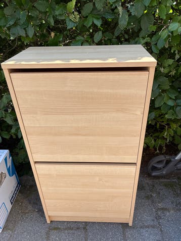 Schoenenkast met 2 vakken - licht hout