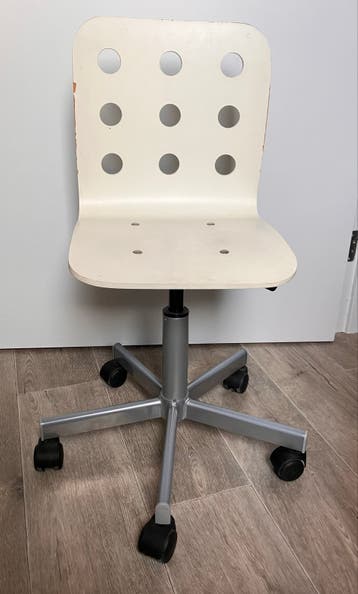 Witte Kinder Bureaustoel met Wieltjes - Gebruikt