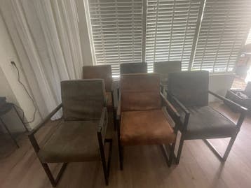 Set van 6 eetkamerstoelen met armleuningen